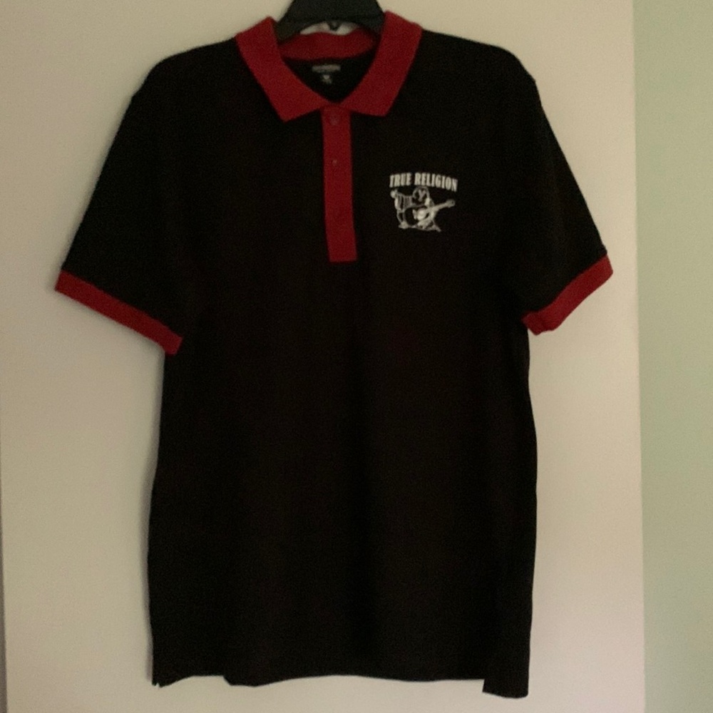 True Religion black red Buddha logo men T-shirt